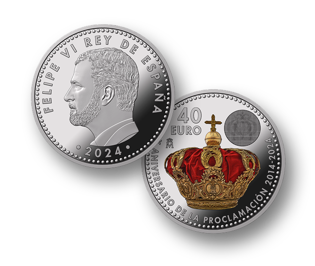 Imagen moneda 40€ Aniversario Proclamación Felipe VI
