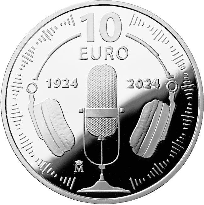 Reverso de la moneda conmemorativa del Centenario de la radio